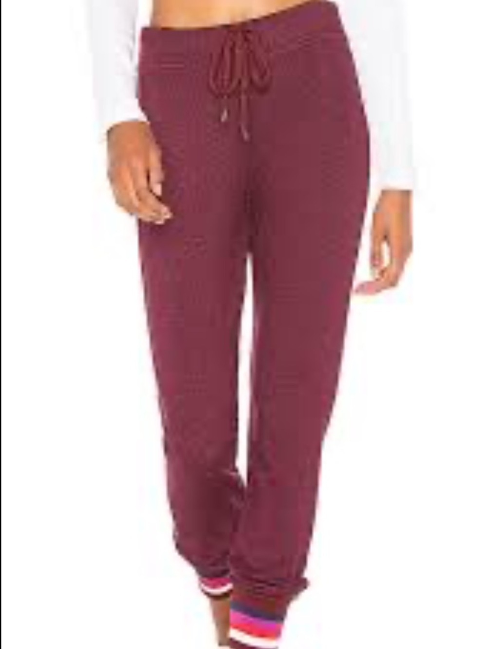 Sundry Multicolour Ribbed Sweatpants in Wine Size Medium Size 2